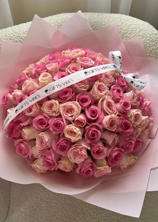 100 Mix Pink Roses Bouquet